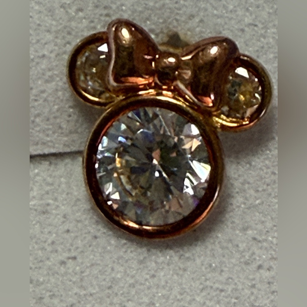 Disney Minnie Mouse 14K Gold Stud Earrings CZ | Authentic | 14K Stamped | 1.02g